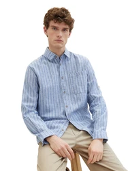 TOM TAILOR Hemd taubenblau/weiß