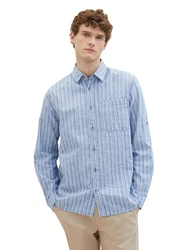 TOM TAILOR Hemd taubenblau/weiß