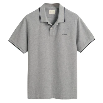 GANT Poloshirt TIPPING PIQUE RUGGER grau/graumeliert/schwarz GANT Poloshirt TIPPING PIQUE RUGGER grau/graumeliert/schwarz