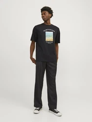 JACK & JONES T-Shirt Ocean Club Photo Print SS TEE beige / hellblau / schwarz / wei