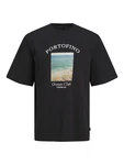 JACK & JONES T-Shirt Ocean Club Photo Print SS TEE beige / hellblau / schwarz / wei