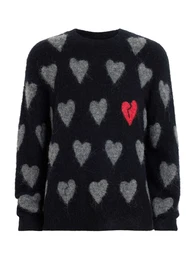 Pullover 'AMORE' graumeliert / rot / schwarz