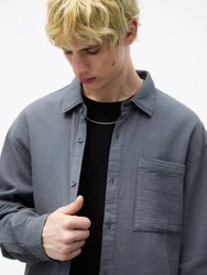 Pull&Bear Hemd taubenblau