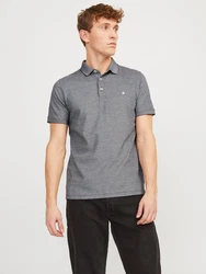 Jack & Jones Poloshirt JJEPAULOS POLO SS NOOS graumeliert / wei