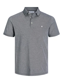 Jack & Jones Poloshirt JJEPAULOS POLO SS NOOS graumeliert / wei
