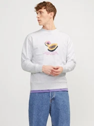 JACK & JONES Sweatshirt 'TAMPA' pastellgelb/orange/schwarz/weimeliert