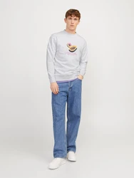 JACK & JONES Sweatshirt 'TAMPA' pastellgelb/orange/schwarz/weimeliert