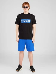 HUGO T-Shirt 'Nico' azur / schwarz / weiß