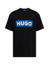 HUGO T-Shirt 'Nico' azur / schwarz / weiß