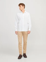 JACK & JONES Hemd JJESummer LINEN BLEND SHIRT LS SN weiß