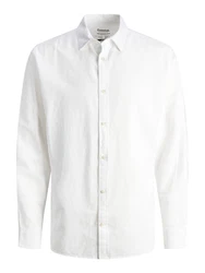 JACK & JONES Hemd JJESummer LINEN BLEND SHIRT LS SN weiß