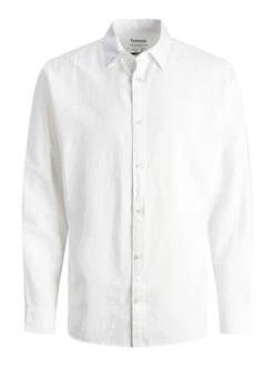 JACK & JONES Hemd JJESummer LINEN BLEND SHIRT LS SN weiß