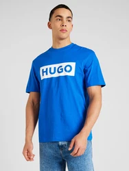 HUGO T-Shirt 'Nico' azur/weiß