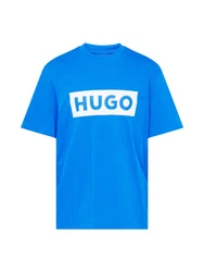 HUGO T-Shirt 'Nico' azur/weiß