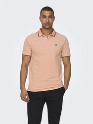 Only & Sons Poloshirt/ T-Shirt Fletcher apricot/schwarz