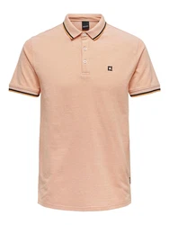 Only & Sons Poloshirt/ T-Shirt Fletcher apricot/schwarz