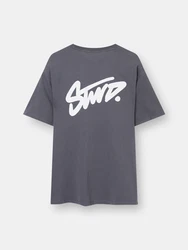 Pull&Bear T-Shirt dunkelgrau/weiß