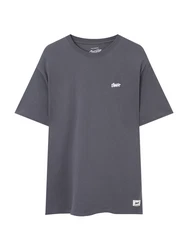 Pull&Bear T-Shirt dunkelgrau/weiß
