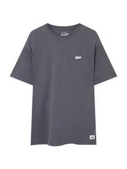 Pull&Bear T-Shirt dunkelgrau/weiß