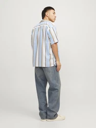 JACK & JONES Hemd 'Palma Resort' hellblau/braun/brokat/weiß