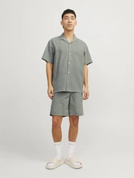 Jack & Jones Kurzarmhemd Easter Palma creme/dunkelgrn