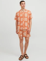 JACK & JONES Hemd JJLuke Ocean Resort apricot/offwhite
