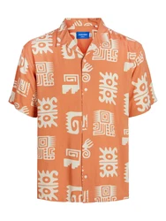 JACK & JONES Hemd JJLuke Ocean Resort apricot/offwhite