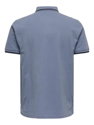 Only & Sons Poloshirt/ T-Shirt Fletcher taubenblau/schwarz