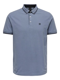 Only & Sons Poloshirt/ T-Shirt Fletcher taubenblau/schwarz