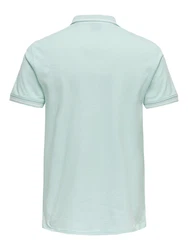 Only & Sons Poloshirt/ T-Shirt Fletcher pastellblau/weiß