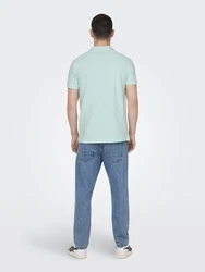 Only & Sons Poloshirt/ T-Shirt Fletcher pastellblau/weiß