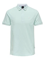 Only & Sons Poloshirt/ T-Shirt Fletcher pastellblau/weiß