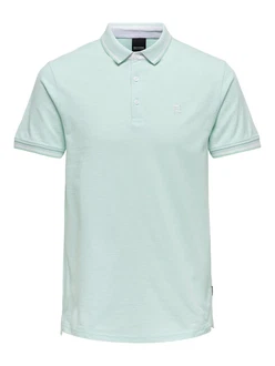 Only & Sons Poloshirt/ T-Shirt Fletcher pastellblau/weiß
