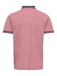 Only & Sons Poloshirt/ T-Shirt Fletcher dunkelblau/rotmeliert/weiß