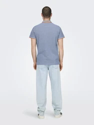 Only & Sons Poloshirt/ T-Shirt Fletcher blau/orange/weiß