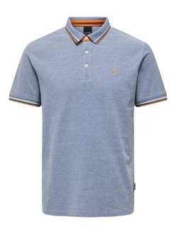 Only & Sons Poloshirt/ T-Shirt Fletcher blau/orange/weiß