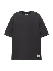 Pull&Bear T-Shirt anthrazit/weiß