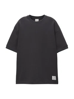 Pull&Bear T-Shirt anthrazit/weiß