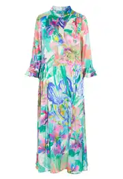 Košilové šaty 'Rosannadea' tmavě modrá / nefritová / růžová / bílá