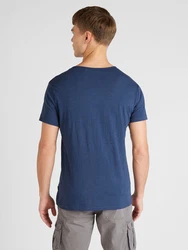 BLEND T-Shirt 'Ashton' Split Neck Tee dunkelblau