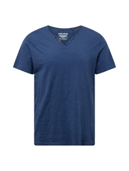 BLEND T-Shirt 'Ashton' Split Neck Tee dunkelblau