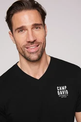 CAMP DAVID Shirt mit Logo-Print schwarz/wei