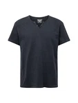 BLEND T-Shirt 'Ashton' Split Neck Tee schwarzmeliert