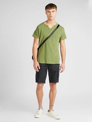 BLEND T-Shirt 'Ashton' Split Neck Tee oliv