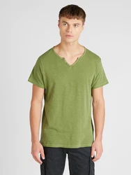 BLEND T-Shirt 'Ashton' Split Neck Tee oliv