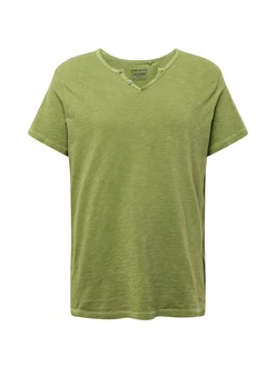 BLEND T-Shirt 'Ashton' Split Neck Tee oliv