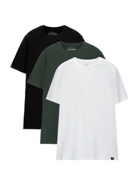 T-Shirt dunkelgrn / schwarz / wei