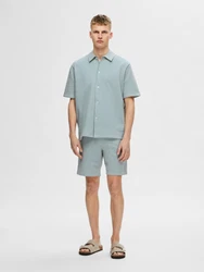 SELECTED HOMME Hemd Ben Seersucker grn / wei