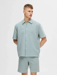 SELECTED HOMME Hemd Ben Seersucker grn / wei