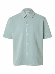 SELECTED HOMME Hemd Ben Seersucker grn / wei